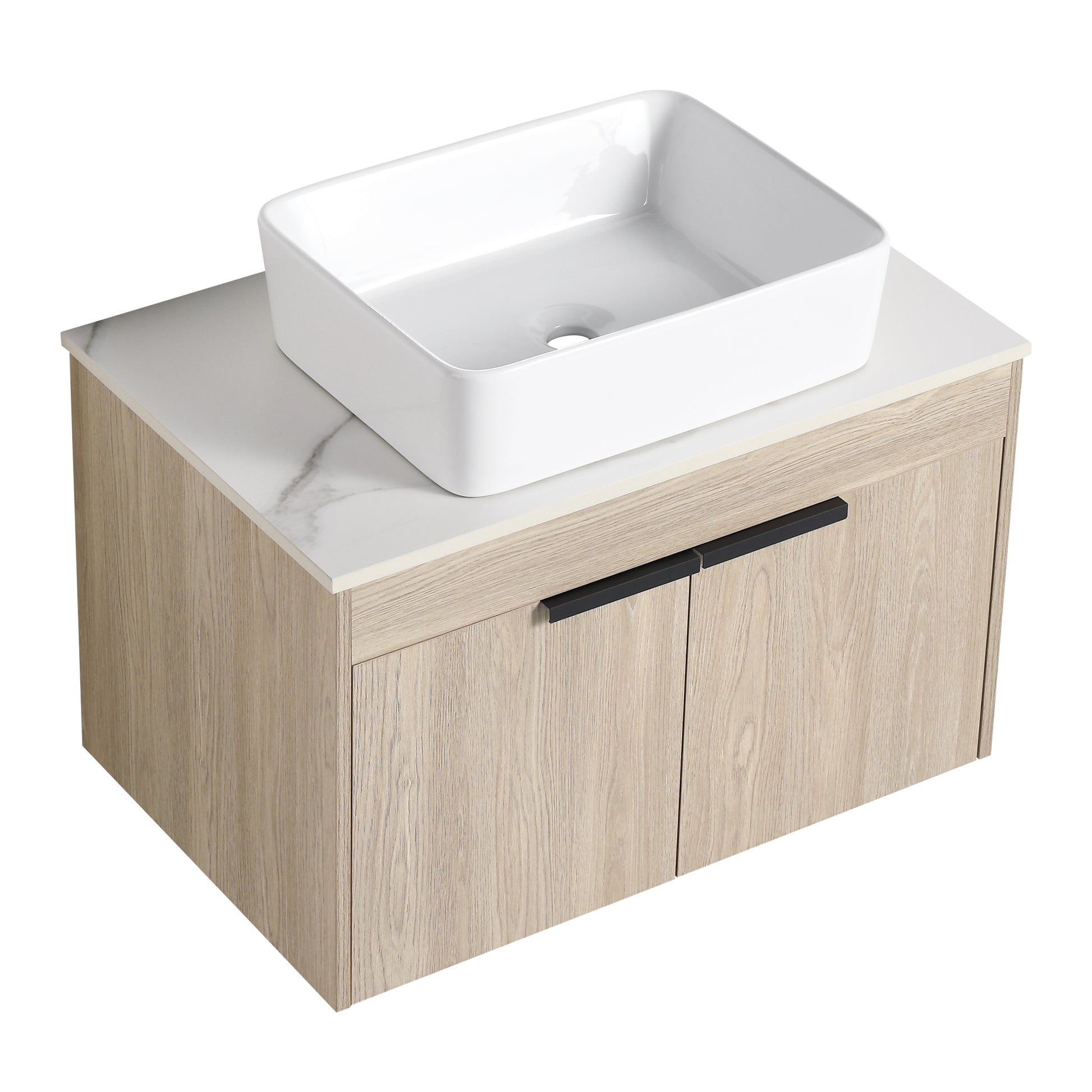 30 " Modern Design Float Bathroom Vanity With Ceramic Basin Set, Wall Mounted White Oak Vanity With Soft Close Door,Kd Packing,Kd Packing,2 Pieces Parcel Top Bab110Mowh White Oak 2 Bathroom Wall Mounted Plywood