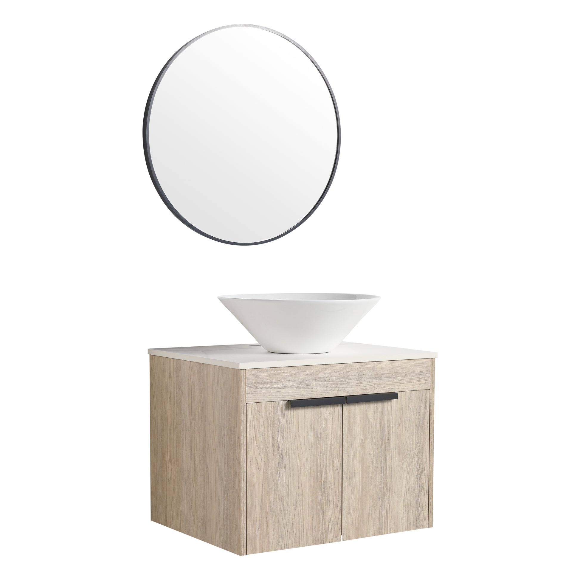 24 " Modern Design Float Bathroom Vanity With Ceramic Basin Set, Wall Mounted White Oak Vanity With Soft Close Door,Kd Packing,Kd Packing,2 Pieces Parcel Top Bab217Mowh White Oak 2 Bathroom Wall Mounted Plywood