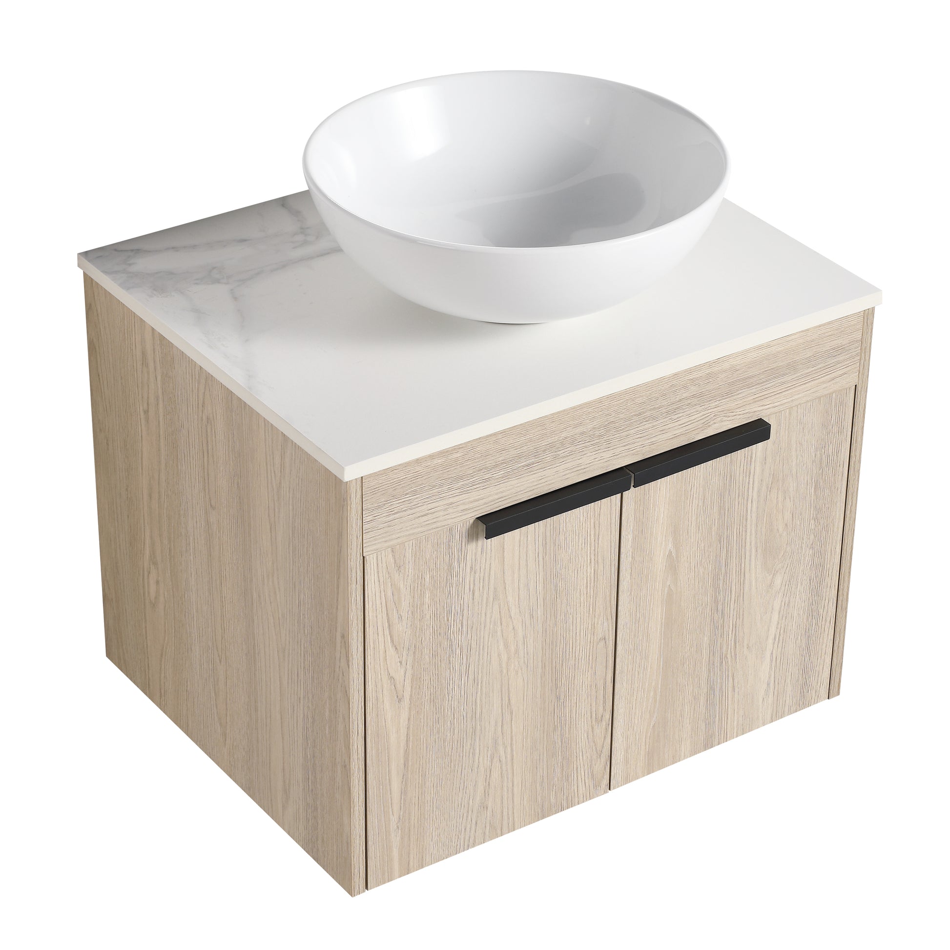 24 " Modern Design Float Bathroom Vanity With Ceramic Basin Set, Wall Mounted White Oak Vanity With Soft Close Door,Kd Packing,Kd Packing,2 Pieces Parcel Top Bab321Mowh White Oak 2 Bathroom Wall Mounted Plywood