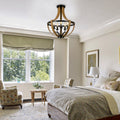 5 Light Faux Wood Farmhouse Chandelier Natural Wood Wash Metal