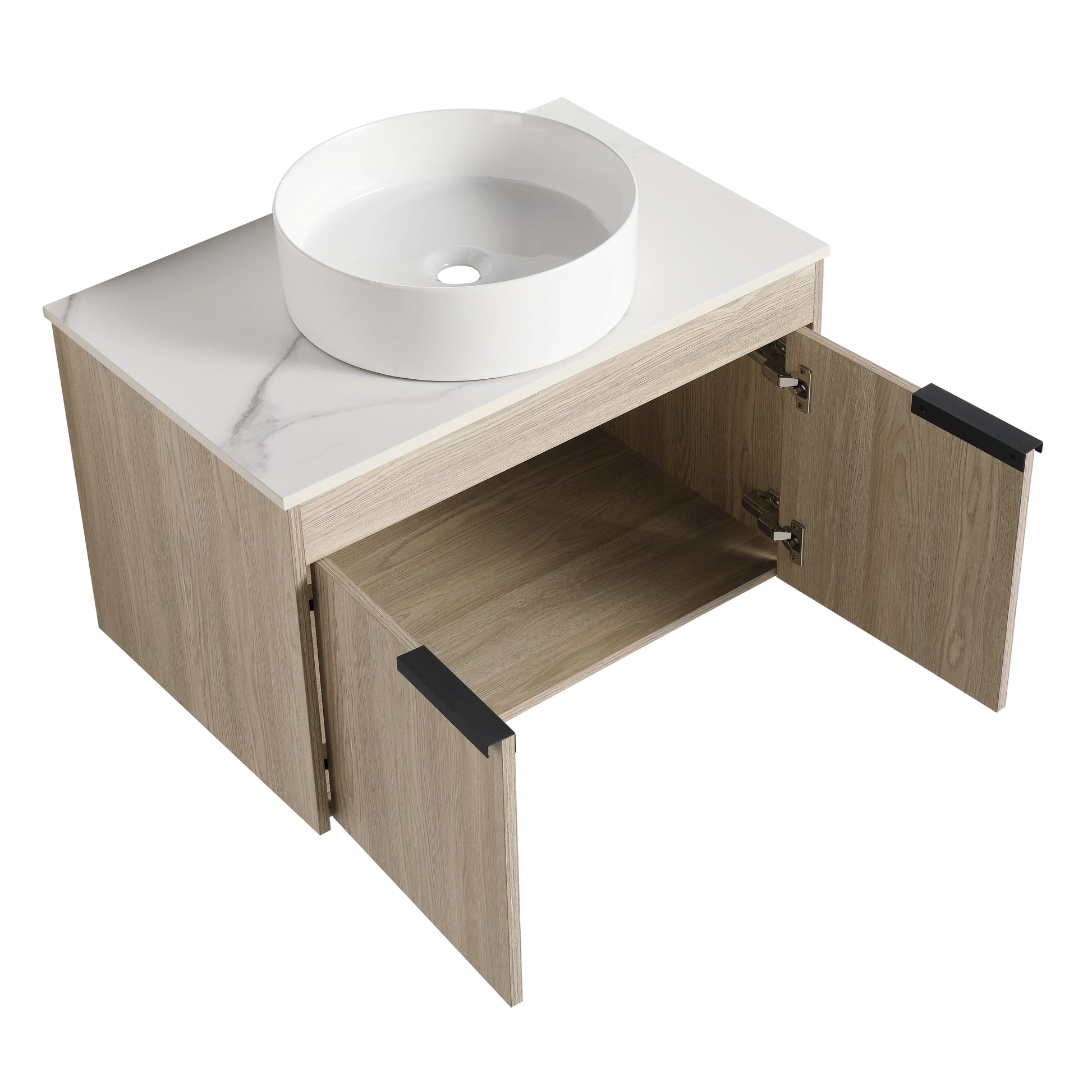 30 " Modern Design Float Bathroom Vanity With Ceramic Basin Set, Wall Mounted White Oak Vanity With Soft Close Door,Kd Packing,Kd Packing,2 Pieces Parcel Top Bab400Mowh White Oak 2 Bathroom Wall Mounted Plywood