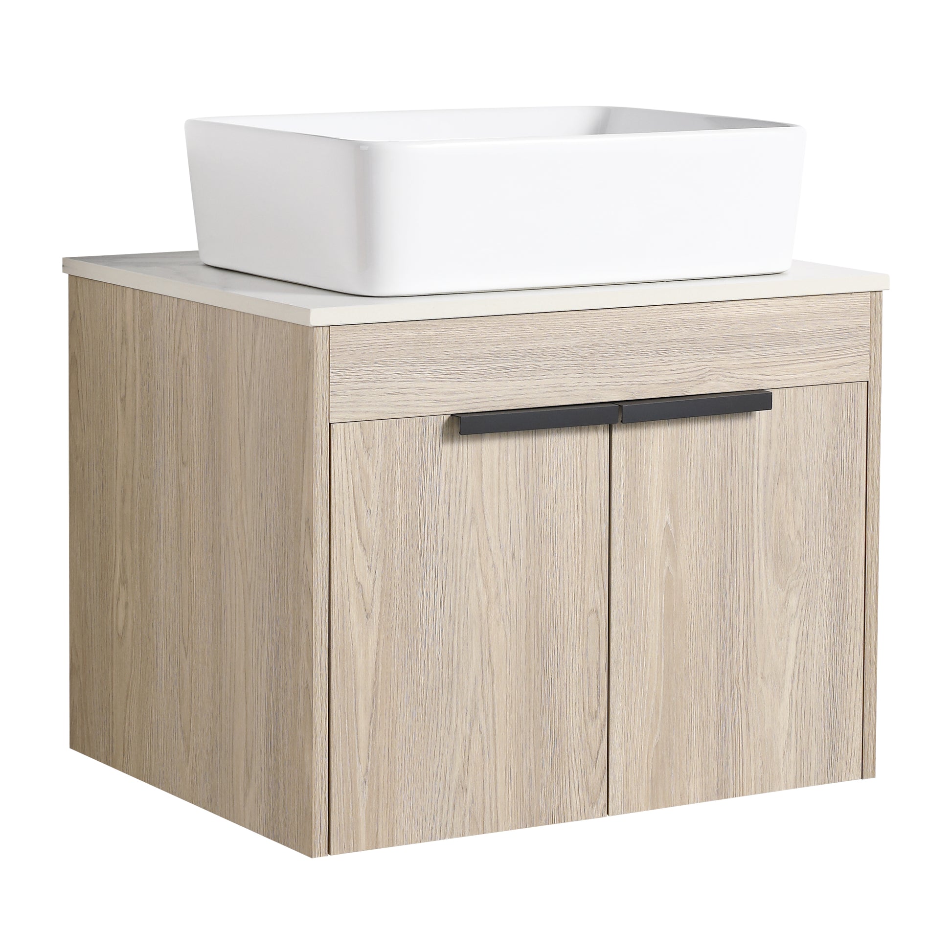 24 " Modern Design Float Bathroom Vanity With Ceramic Basin Set, Wall Mounted White Oak Vanity With Soft Close Door,Kd Packing,Kd Packing,2 Pieces Parcel Top Bab110Mowh White Oak 2 Bathroom Wall Mounted Plywood