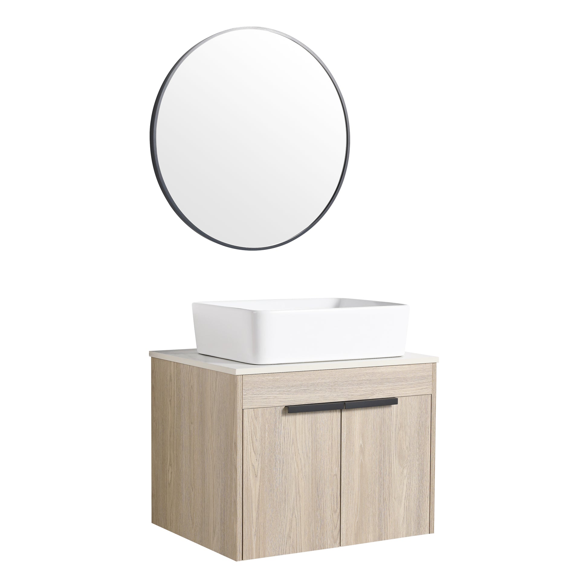 24 " Modern Design Float Bathroom Vanity With Ceramic Basin Set, Wall Mounted White Oak Vanity With Soft Close Door,Kd Packing,Kd Packing,2 Pieces Parcel Top Bab110Mowh White Oak 2 Bathroom Wall Mounted Plywood