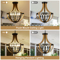 5 Light Faux Wood Farmhouse Chandelier Natural Wood Wash Metal