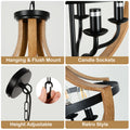 5 Light Faux Wood Farmhouse Chandelier Natural Wood Wash Metal