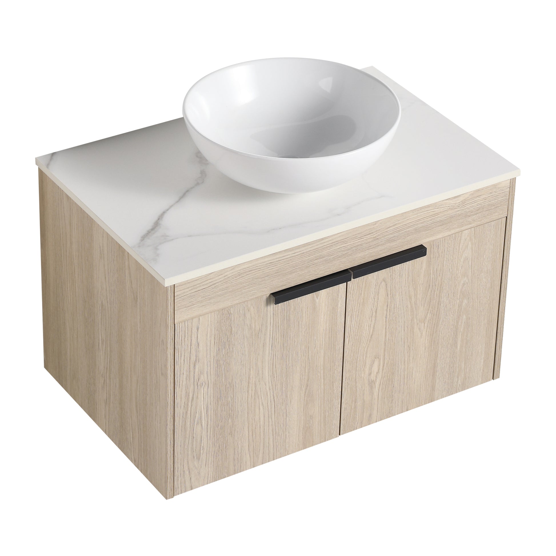 30 " Modern Design Float Bathroom Vanity With Ceramic Basin Set, Wall Mounted White Oak Vanity With Soft Close Door,Kd Packing,Kd Packing,2 Pieces Parcel Top Bab321Mowh White Oak 2 Bathroom Wall Mounted Plywood