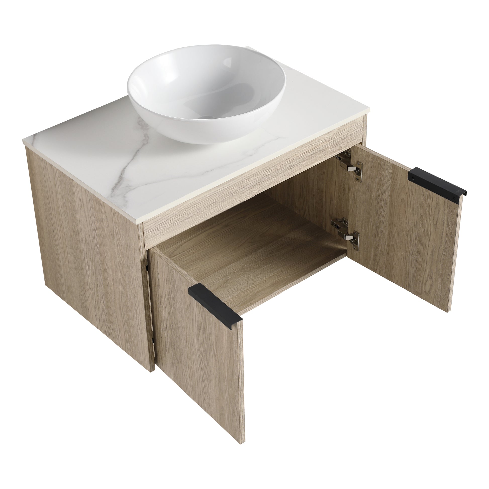 30 " Modern Design Float Bathroom Vanity With Ceramic Basin Set, Wall Mounted White Oak Vanity With Soft Close Door,Kd Packing,Kd Packing,2 Pieces Parcel Top Bab321Mowh White Oak 2 Bathroom Wall Mounted Plywood