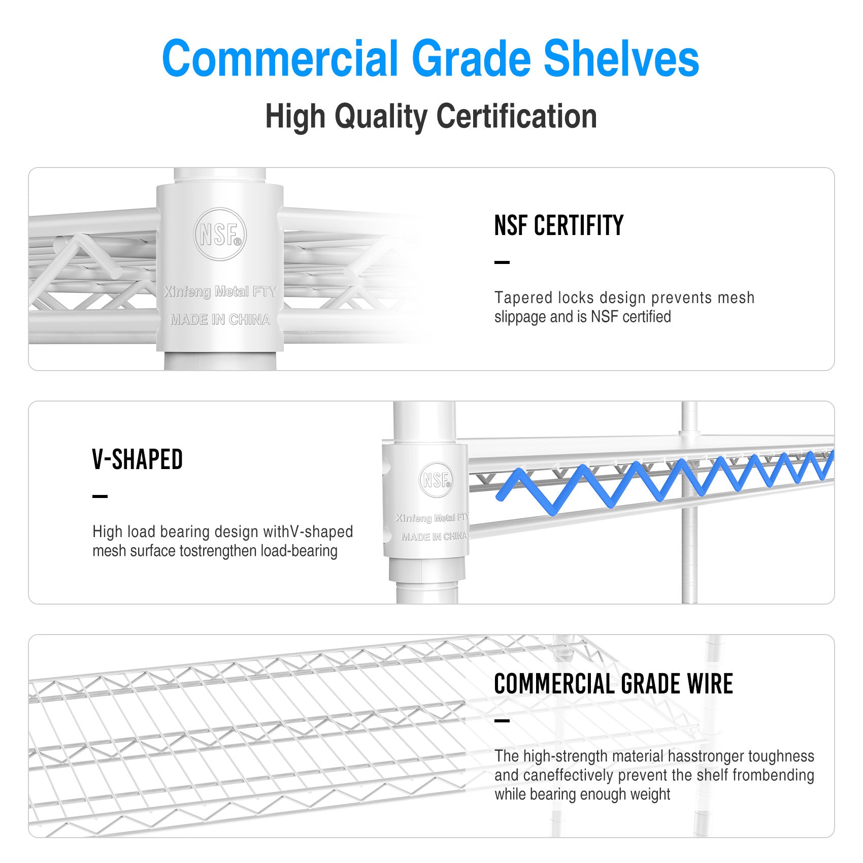 6 Tier Wire Shelving Unit, 6000 Lbs Nsf Height Adjustable Metal Garage Storage Shelves With Wheels, Heavy Duty Storage Wire Rack Metal Shelves White White Iron Plastic