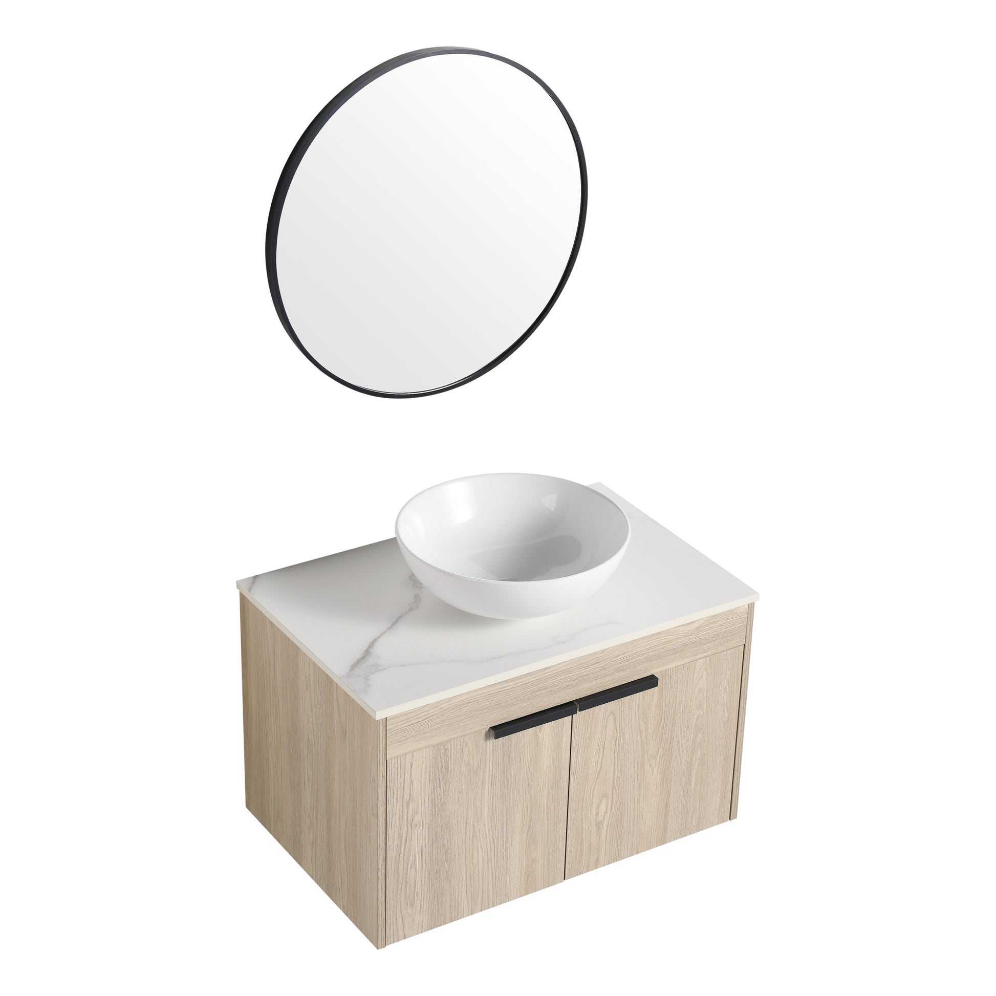 30 " Modern Design Float Bathroom Vanity With Ceramic Basin Set, Wall Mounted White Oak Vanity With Soft Close Door,Kd Packing,Kd Packing,2 Pieces Parcel Top Bab321Mowh White Oak 2 Bathroom Wall Mounted Plywood