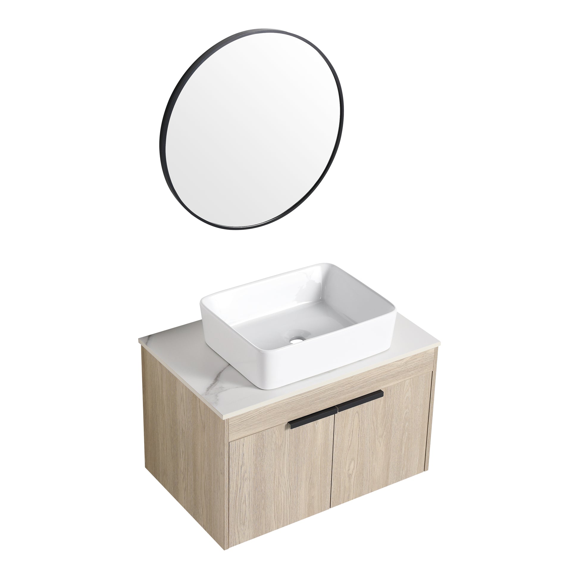 30 " Modern Design Float Bathroom Vanity With Ceramic Basin Set, Wall Mounted White Oak Vanity With Soft Close Door,Kd Packing,Kd Packing,2 Pieces Parcel Top Bab110Mowh White Oak 2 Bathroom Wall Mounted Plywood