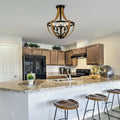 5 Light Faux Wood Farmhouse Chandelier Natural Wood Wash Metal