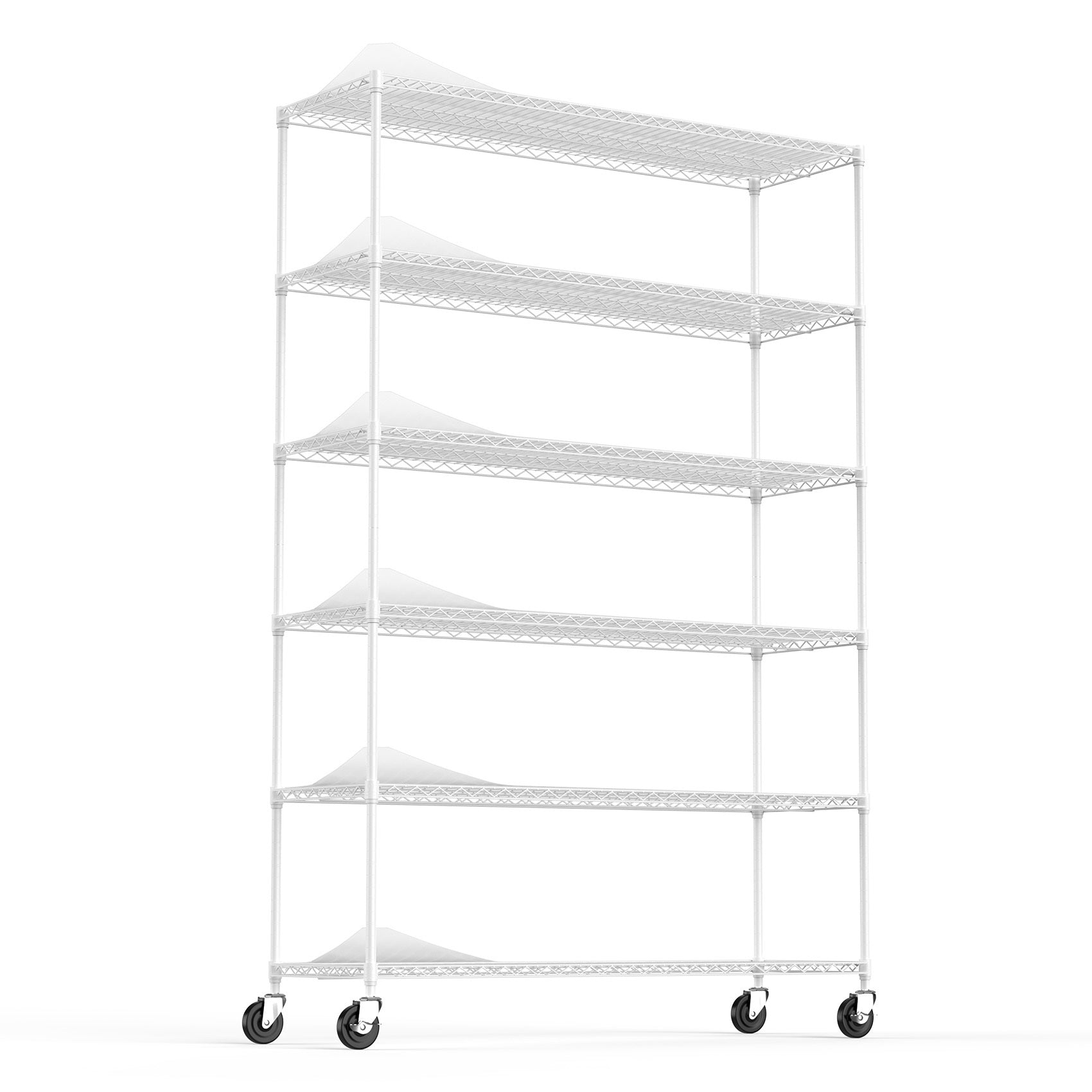 6 Tier Wire Shelving Unit, 6000 Lbs Nsf Height Adjustable Metal Garage Storage Shelves With Wheels, Heavy Duty Storage Wire Rack Metal Shelves White White Iron Plastic