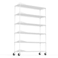 6 Tier Wire Shelving Unit, 6000 Lbs Nsf Height Adjustable Metal Garage Storage Shelves With Wheels, Heavy Duty Storage Wire Rack Metal Shelves White White Iron Plastic