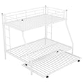 Twin Over Full Bed With Sturdy Steel Frame, Bunk Bed With Twin Size Trundle, Two Side Ladders, White Old Sku:Mf194424Aak White Metal