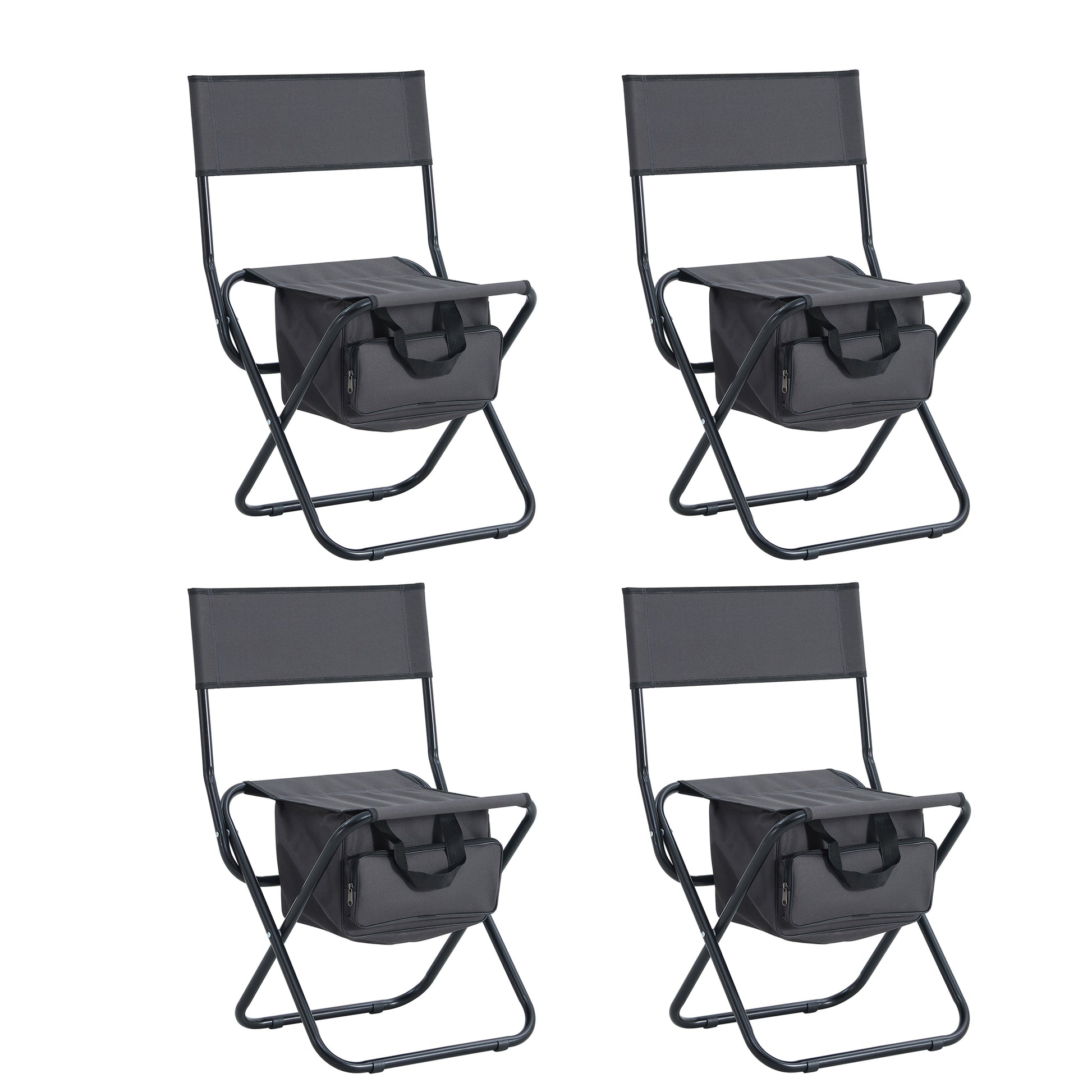 Set Of 5, Folding Outdoor Table And Chair Set For Indoor, Outdoor Camping, Picnics, Beach,Backyard, Bbq, Party, Patio, Black Gray Black Gray Aluminum
