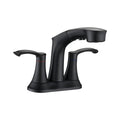 Bathroom Centerset Pull Out Matte Black 4 Inch With Pull Down Sprayer Utility Sink Faucet Matte Black Zinc