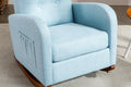 High Back Rocking Chair Nursery Chair .Comfortable Rocker Fabric Padded Seat .Modern High Back Armchair Light Blue Polyester