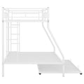 Twin Over Full Bed With Sturdy Steel Frame, Bunk Bed With Twin Size Trundle, Two Side Ladders, White Old Sku:Mf194424Aak White Metal