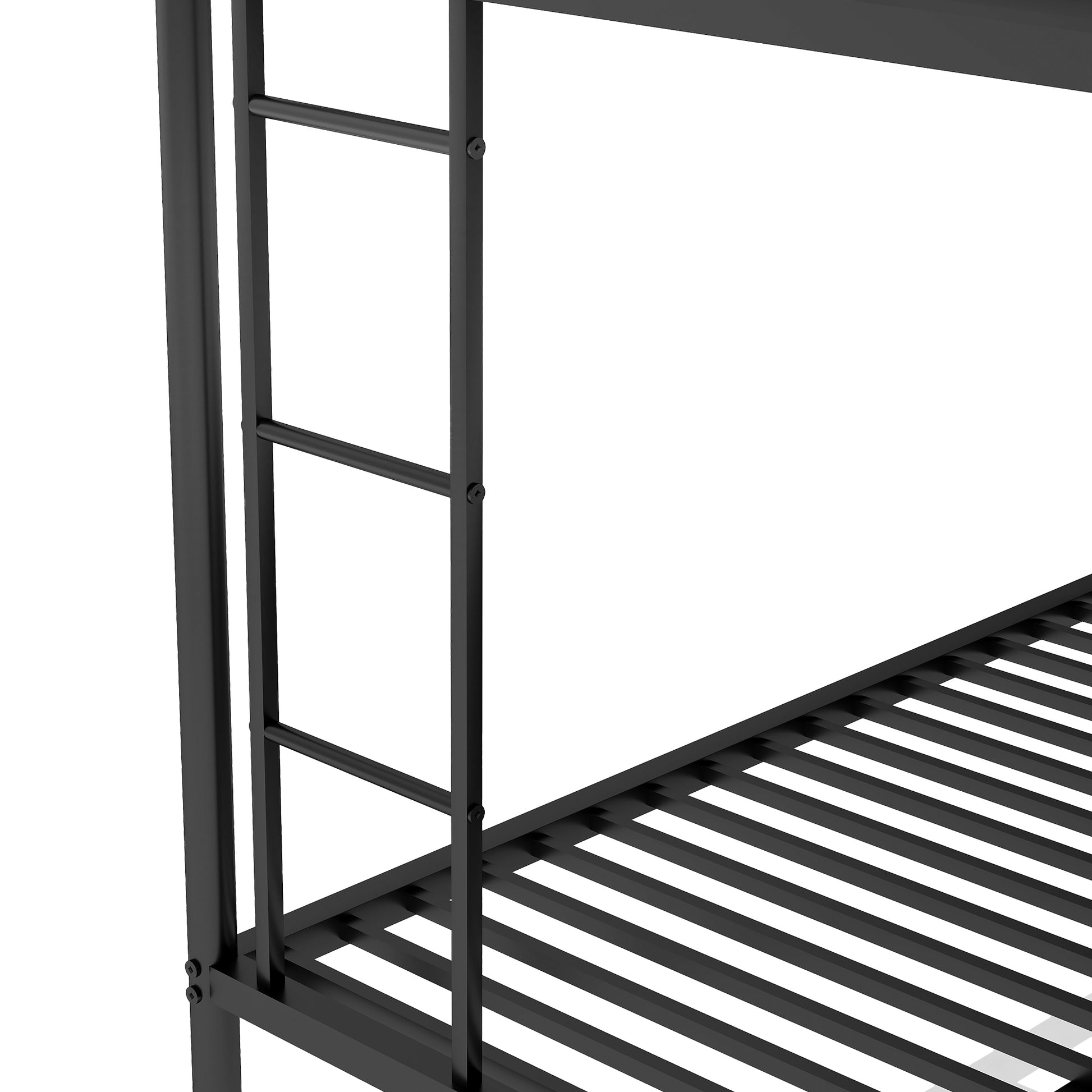 Twin Over Full Bed With Sturdy Steel Frame, Bunk Bed With Twin Size Trundle, Two Side Ladders, Black Old Sku:Mf194424Aab Black Metal