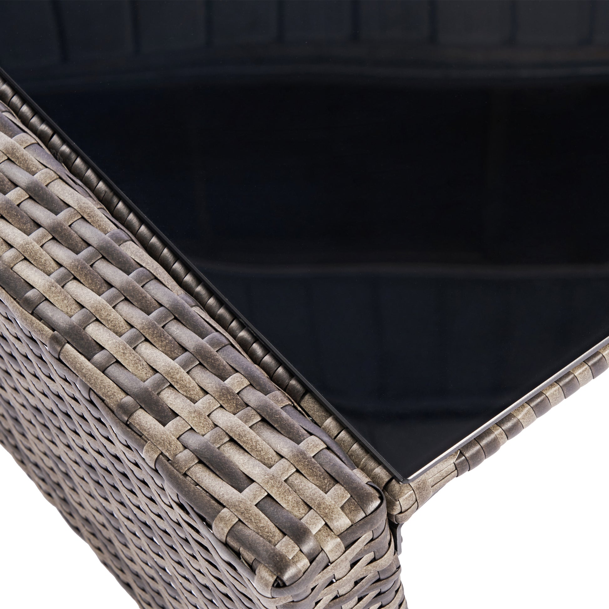 4 Pieces Outdoor Patio Furniture Sets Garden Rattan Chair Wicker Set, Poolside Lawn Chairs With Tempered Glass Coffee Table Porch Furniture, Gray Rattan Sand Color Cushion Yes Complete Patio Set Dark Gray Water Resistant Frame Water Resistant Cushion
