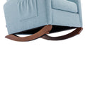 High Back Rocking Chair Nursery Chair .Comfortable Rocker Fabric Padded Seat .Modern High Back Armchair Light Blue Polyester