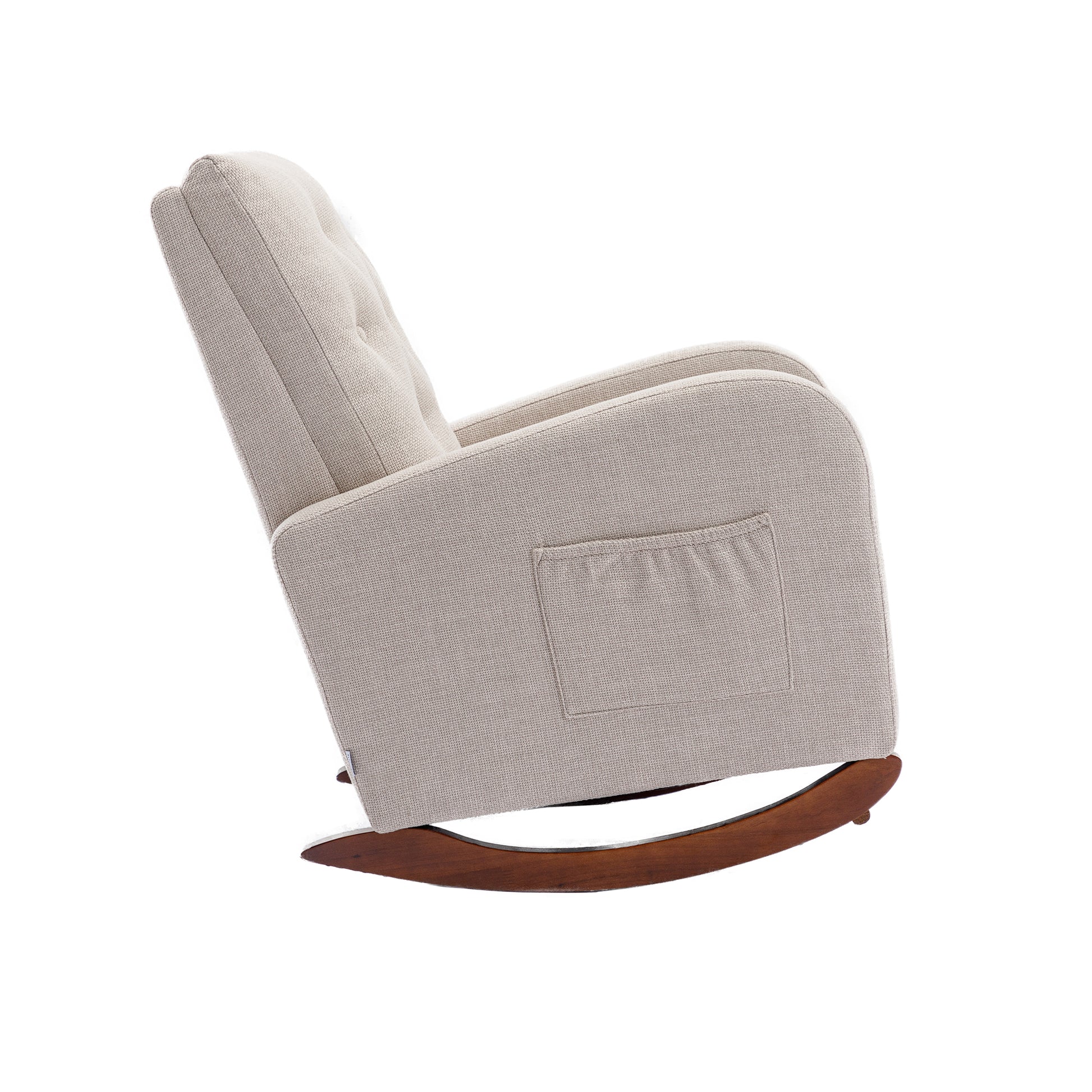 High Back Rocking Chair Nursery Chair .Comfortable Rocker Fabric Padded Seat .Modern High Back Armchair Oyster Grey Polyester