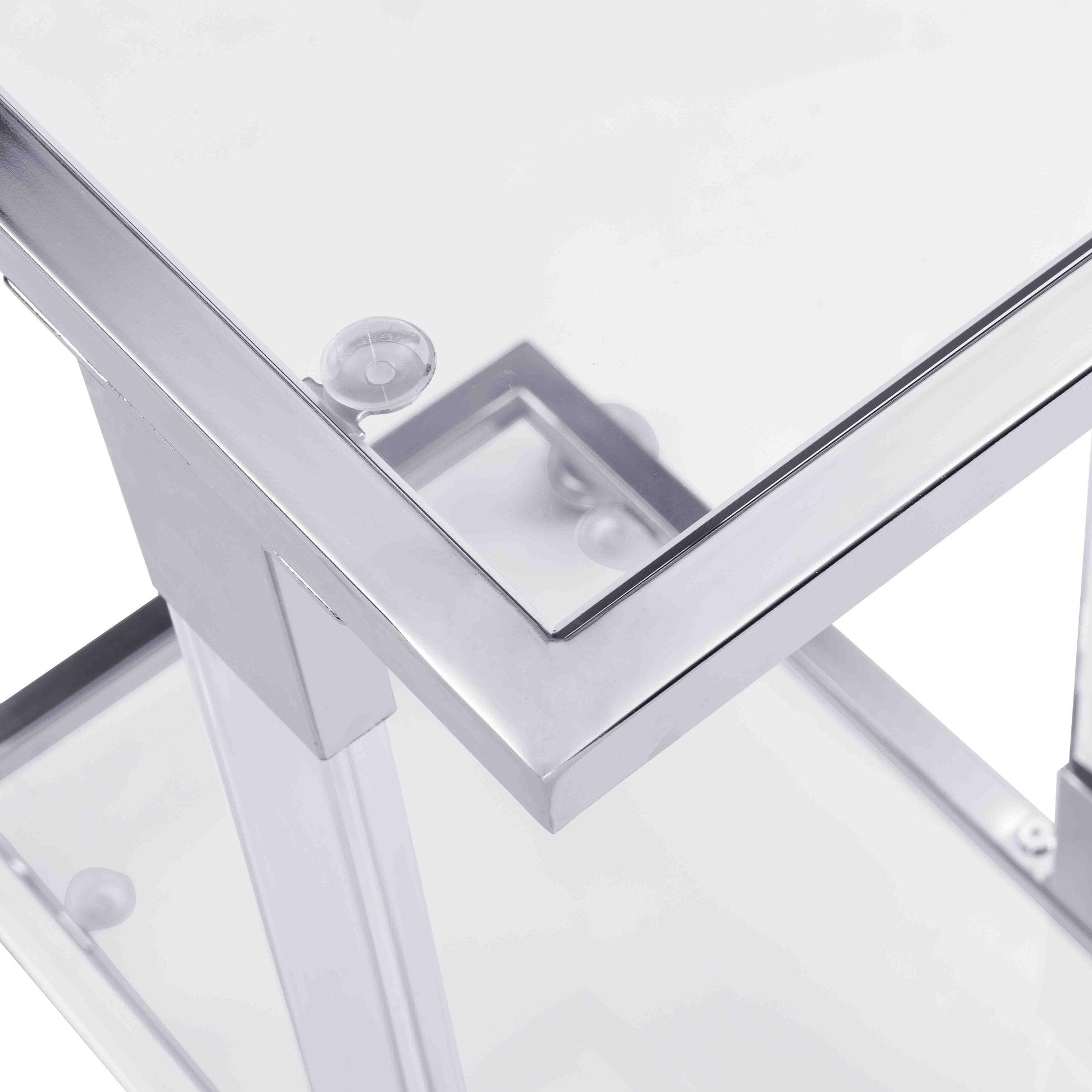 W82153573 Chrome Glass Side Table, Acrylic End Table, Glass Top C Shape Square Table With Metal Base For Living Room, Bedroom, Balcony Home And Office Chrome Glass Iron