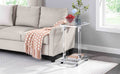 W82153573 Chrome Glass Side Table, Acrylic End Table, Glass Top C Shape Square Table With Metal Base For Living Room, Bedroom, Balcony Home And Office Chrome Glass Iron