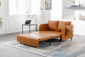 Coolmore Convertible Sleeper Sofa Bed, Modern Velvet Loveseat Couch With Pull Out Bed, Small Beautiful Seat Futon Sofa Bed With Headboard, 2 Pillows & Side Pockets For Living Room Brown Pu