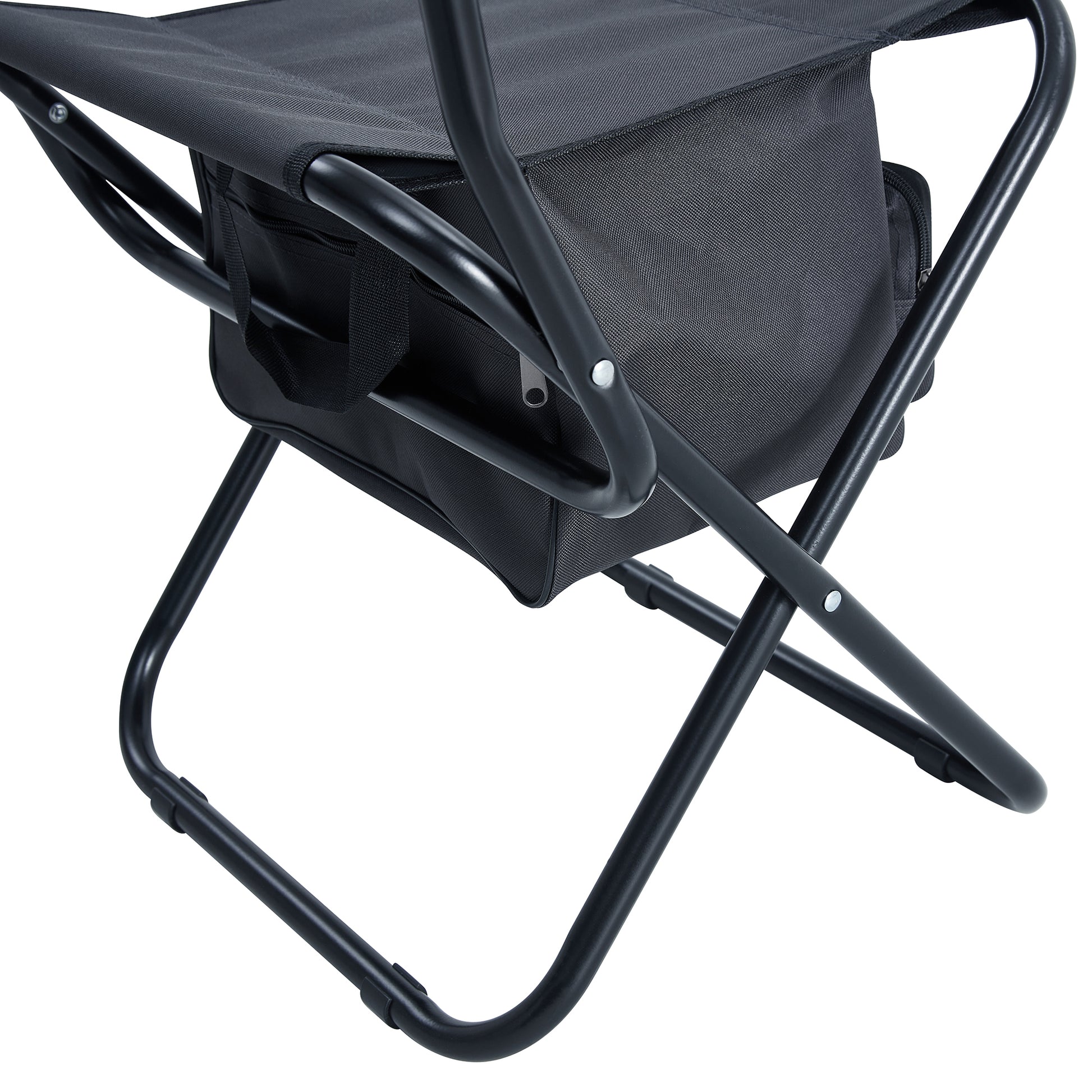 2 Piece Folding Outdoor Chair With Storage Bag, Portable Chair For Indoor, Outdoor Camping, Picnics And Fishing,Grey Gray Steel