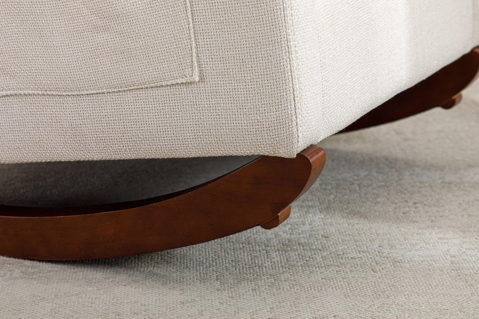 High Back Rocking Chair Nursery Chair .Comfortable Rocker Fabric Padded Seat .Modern High Back Armchair Beige Polyester