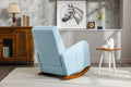 High Back Rocking Chair Nursery Chair .Comfortable Rocker Fabric Padded Seat .Modern High Back Armchair Light Blue Polyester