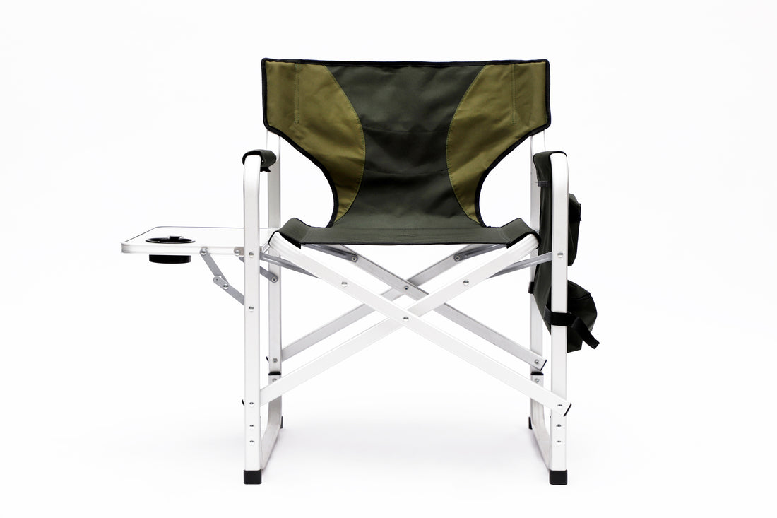 2 Piece Padded Folding Outdoor Chair With Side Table And Storage Pockets,Lightweight Oversized Directors Chair For Indoor, Outdoor Camping, Picnics And Fishing,Green Green Aluminum