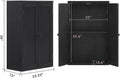 Bathroom Storage Cabinet Freestanding Wooden Floor Cabinet With Adjustable Shelf And Double Door Black Black Mdf
