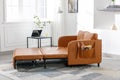 Coolmore Convertible Sleeper Sofa Bed, Modern Velvet Loveseat Couch With Pull Out Bed, Small Beautiful Seat Futon Sofa Bed With Headboard, 2 Pillows & Side Pockets For Living Room Brown Pu