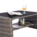 4 Pieces Outdoor Patio Furniture Sets Garden Rattan Chair Wicker Set, Poolside Lawn Chairs With Tempered Glass Coffee Table Porch Furniture, Gray Rattan Sand Color Cushion Yes Complete Patio Set Dark Gray Water Resistant Frame Water Resistant Cushion