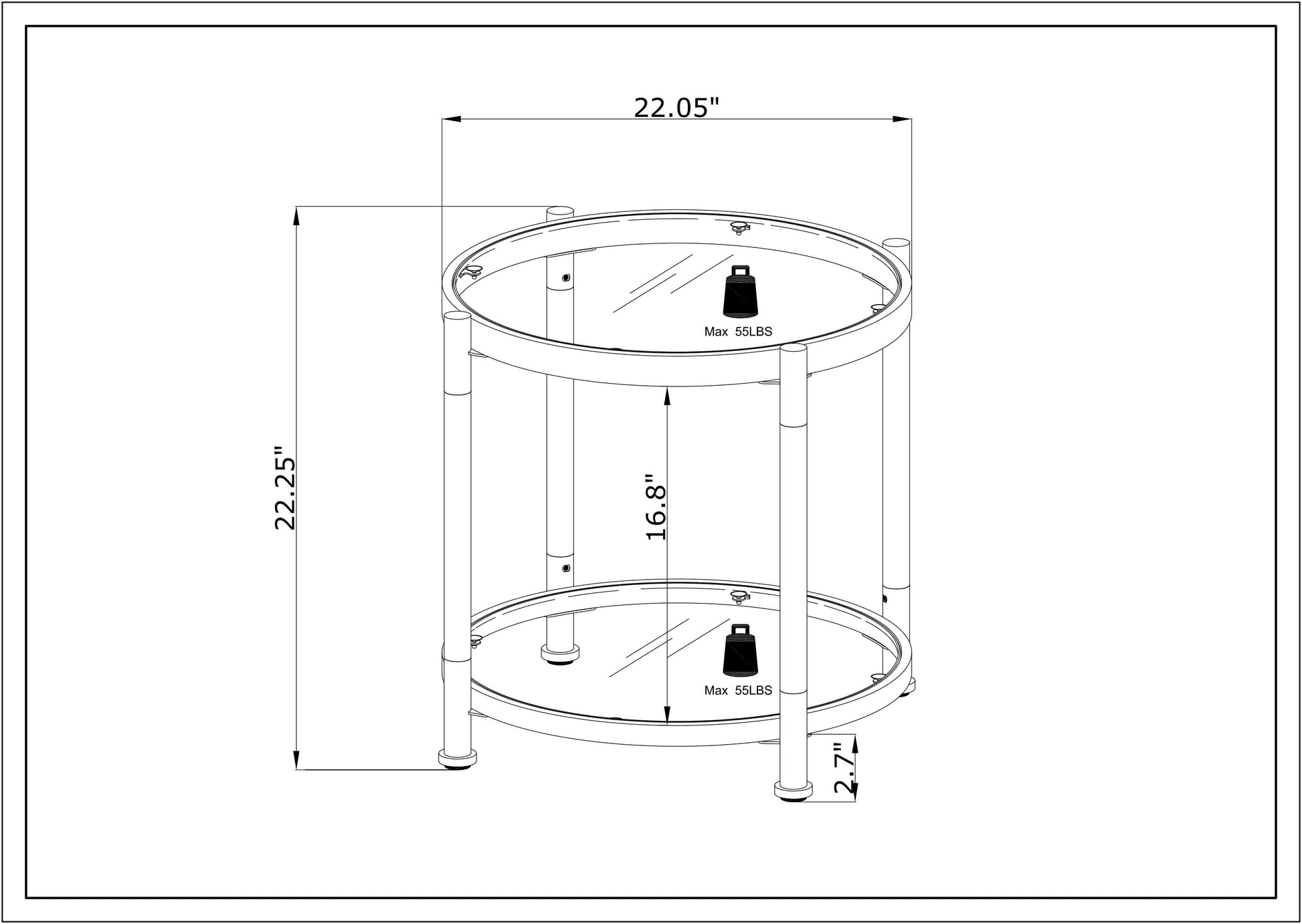 W82153571 Contemporary Acrylic End Table, Side Table With Tempered Glass Top, Chrome Silver End Table For Living Room&Bedroom Chrome Glass Iron