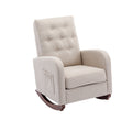 High Back Rocking Chair Nursery Chair .Comfortable Rocker Fabric Padded Seat .Modern High Back Armchair Oyster Grey Polyester