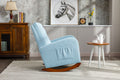 High Back Rocking Chair Nursery Chair .Comfortable Rocker Fabric Padded Seat .Modern High Back Armchair Light Blue Polyester