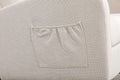 High Back Rocking Chair Nursery Chair .Comfortable Rocker Fabric Padded Seat .Modern High Back Armchair Beige Polyester