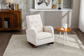 High Back Rocking Chair Nursery Chair .Comfortable Rocker Fabric Padded Seat .Modern High Back Armchair Beige Polyester