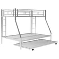 Twin Over Full Bed With Sturdy Steel Frame, Bunk Bed With Twin Size Trundle, Two Side Ladders, Silver Old Sku:Mf194424Aan Silver Metal