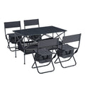 Set Of 5, Folding Outdoor Table And Chair Set For Indoor, Outdoor Camping, Picnics, Beach,Backyard, Bbq, Party, Patio, Black Gray Black Gray Aluminum