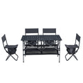 Set Of 5, Folding Outdoor Table And Chair Set For Indoor, Outdoor Camping, Picnics, Beach,Backyard, Bbq, Party, Patio, Black Gray Black Gray Aluminum
