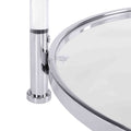 W82153571 Contemporary Acrylic End Table, Side Table With Tempered Glass Top, Chrome Silver End Table For Living Room&Bedroom Chrome Glass Iron