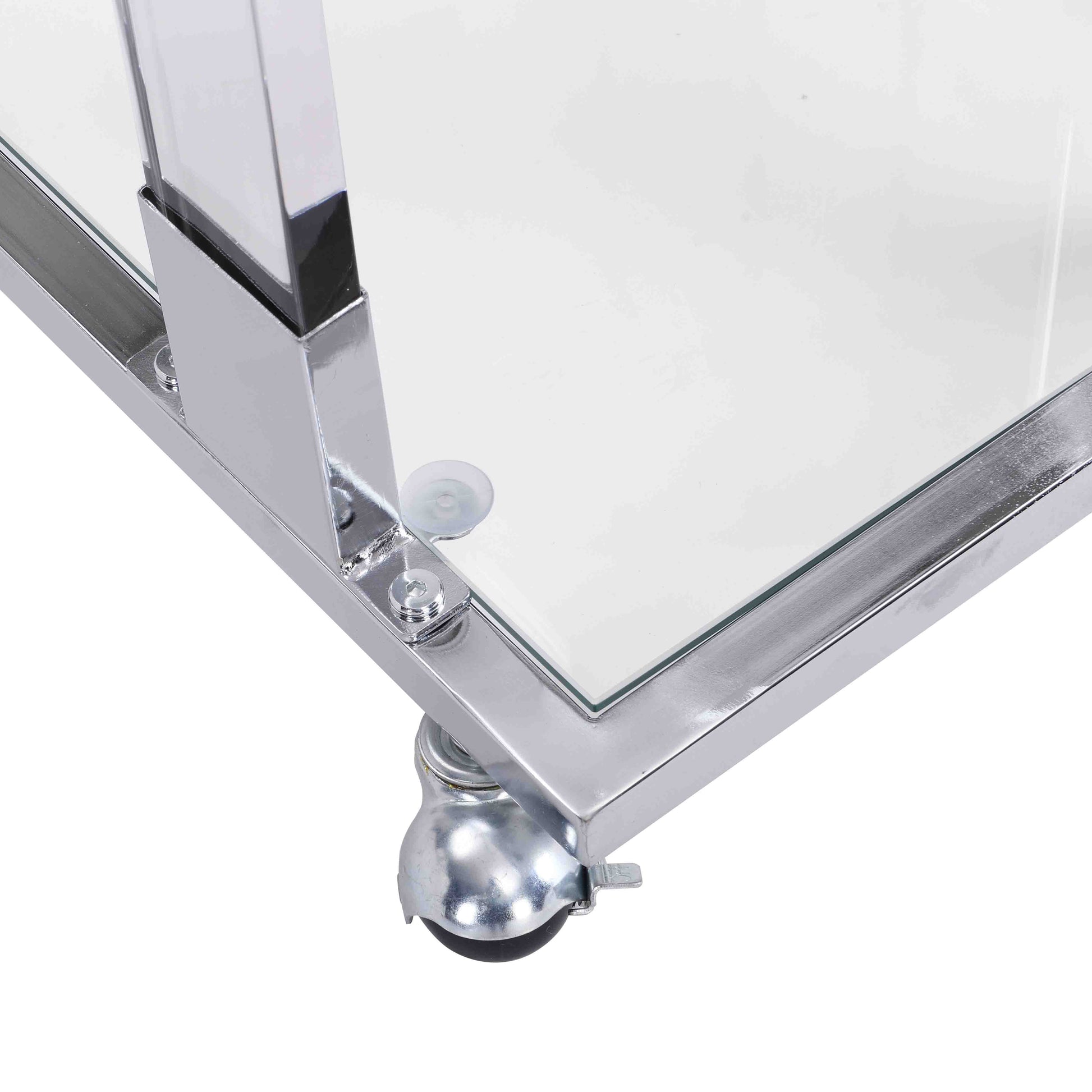 W82153573 Chrome Glass Side Table, Acrylic End Table, Glass Top C Shape Square Table With Metal Base For Living Room, Bedroom, Balcony Home And Office Chrome Glass Iron