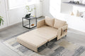 Coolmore Convertible Sleeper Sofa Bed, Modern Velvet Loveseat Couch With Pull Out Bed, Small Beautiful Seat Futon Sofa Bed With Headboard, 2 Pillows & Side Pockets For Living Room Camel Pu