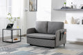Coolmore Convertible Sleeper Sofa Bed, Modern Velvet Loveseat Couch With Pull Out Bed, Small Beautiful Seat Futon Sofa Bed With Headboard, 2 Pillows & Side Pockets For Living Room Light Grey Linen