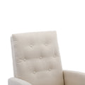 High Back Rocking Chair Nursery Chair .Comfortable Rocker Fabric Padded Seat .Modern High Back Armchair Beige Polyester