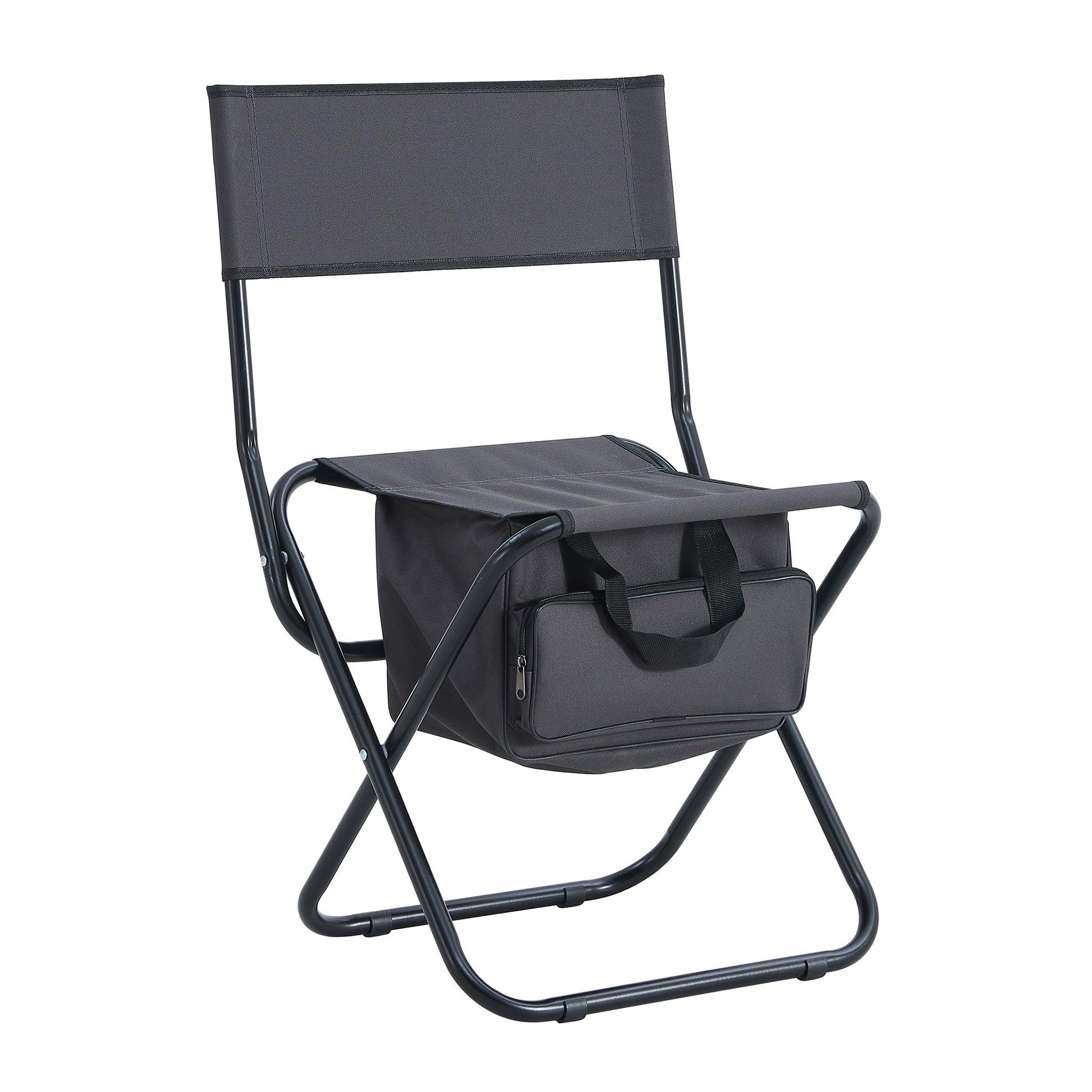Set Of 3, Folding Outdoor Table And Chairs Set For Indoor, Outdoor Camping, Picnics, Beach,Backyard, Bbq, Party, Patio, Black Gray Black Aluminum